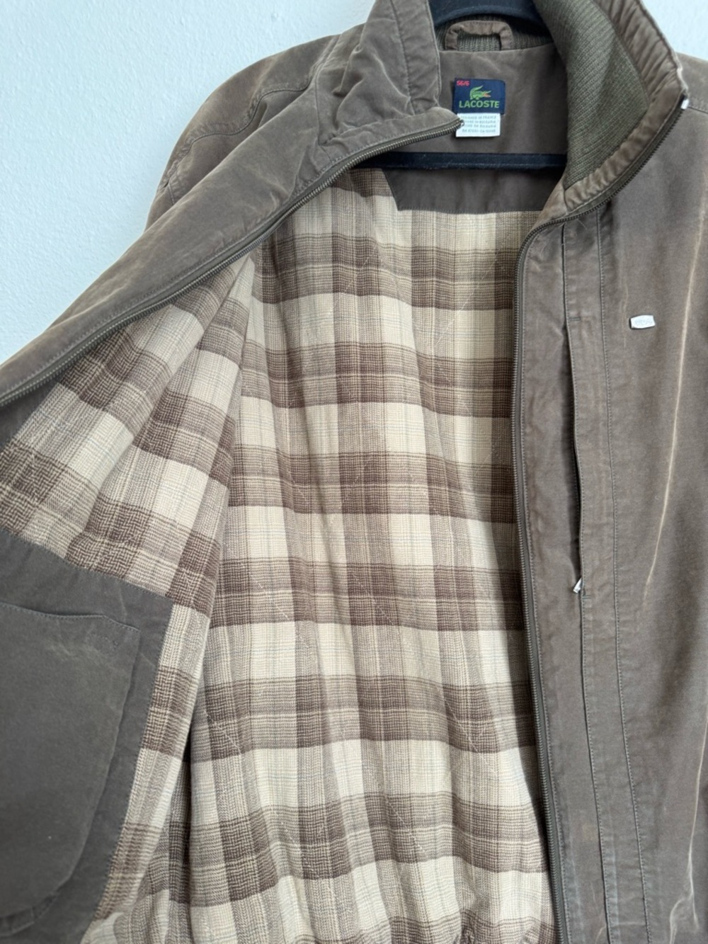 Lacoste Vintage 90s Brown Olive Zip-Up Bomber Jacket - Picture 8 of 13